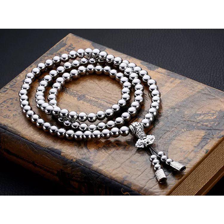 Stainless Steel Necklace – 108 Buddha Beads Mala with Multi-Function Self Defense product image