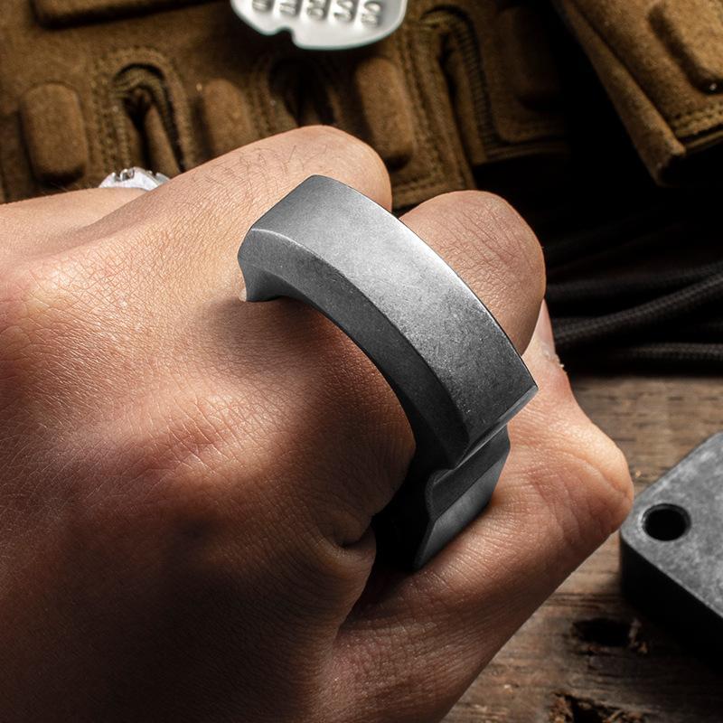 Stainless Steel Ring – 420 Single Finger with 14mm Ultra Thick Stonewash Security Friendly detail image