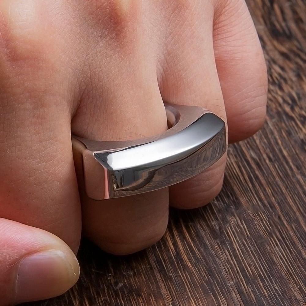 Stainless Steel Single Finger Knuckles – 304 Ring with Brushed EDC Self Defense detail image
