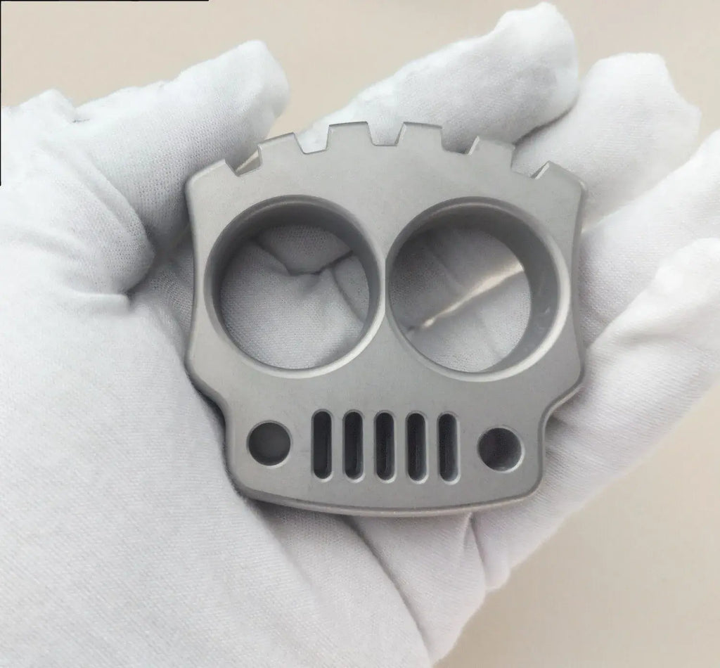 Stainless Steel Two Finger Knuckles – Tactical with Skull 304 200g Heavy EDC product image