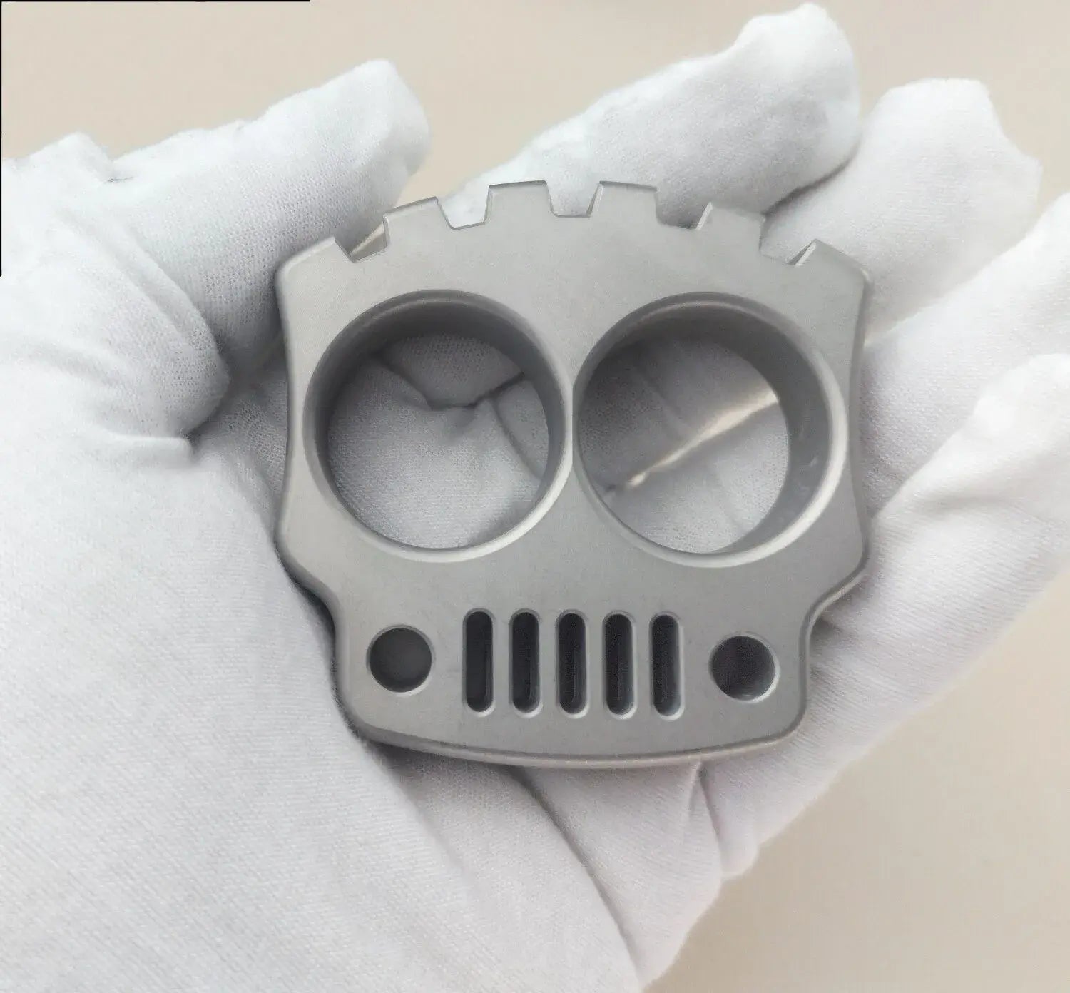Stainless Steel Two Finger Knuckles – Tactical with Skull 304 200g Heavy EDC product image