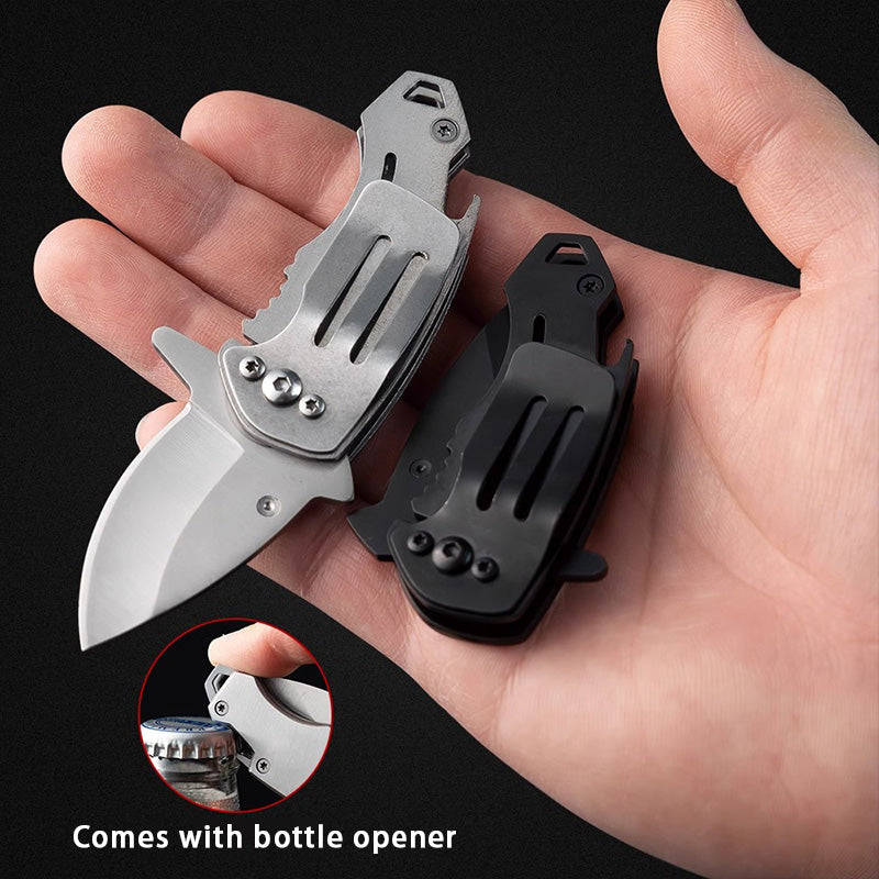 Stainless Steel Utility Knife – Shark Fang Mini Folding with Keychain EDC detail image
