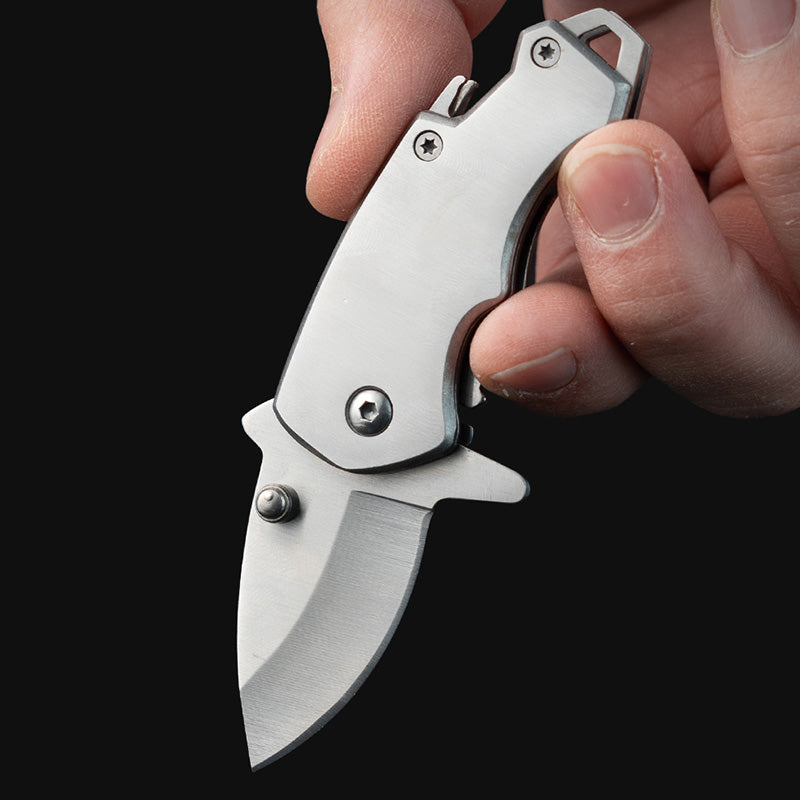 Stainless Steel Utility Knife – Shark Fang Mini Folding with Keychain EDC product image