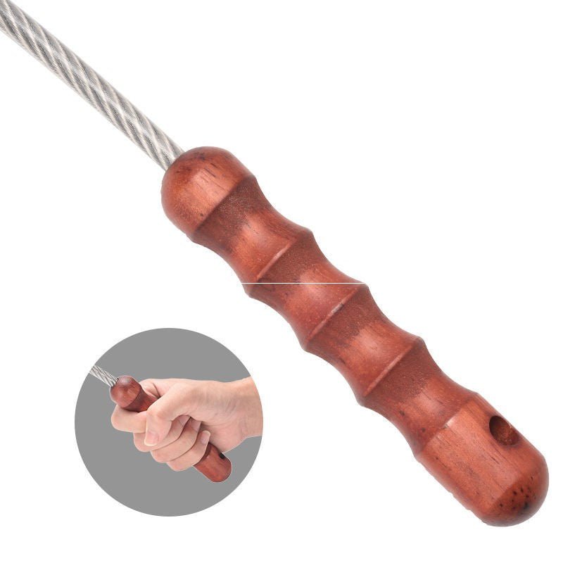 Steel Baton – 56cm Cable Self Defense Whip with Wooden Handle Emergency Tool detail image - detail view 3