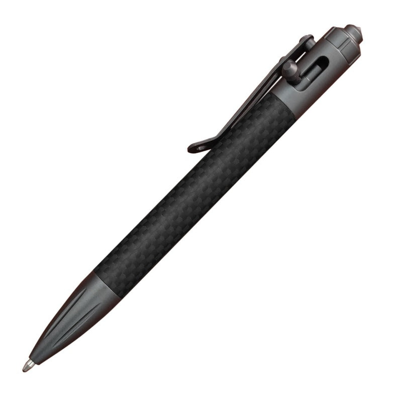 Steel Bolt Action Tactical Pen – Carbon Fiber with Tungsten Glass Breaker EDC detail image - detail view 6