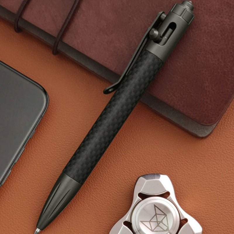 Steel Bolt Action Tactical Pen – Carbon Fiber with Tungsten Glass Breaker EDC detail image - detail view 7