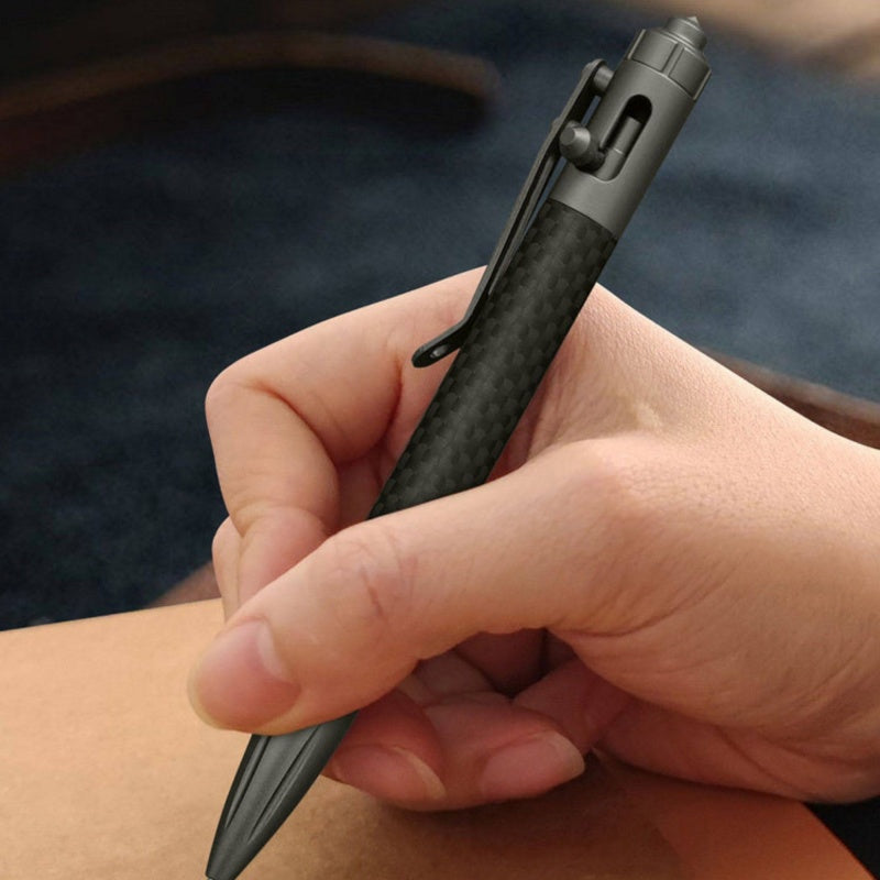 Steel Bolt Action Tactical Pen – Carbon Fiber with Tungsten Glass Breaker EDC detail image - detail view 8