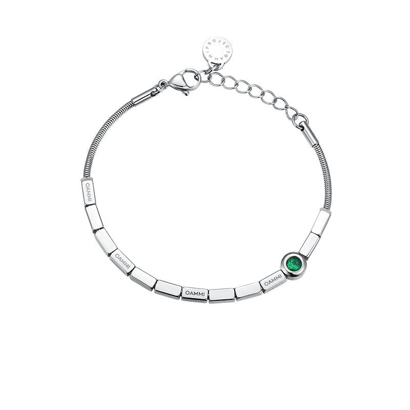 Steel Bracelet – Cosmic Prism Unisex Geometric Cube Link with Modular Design product image