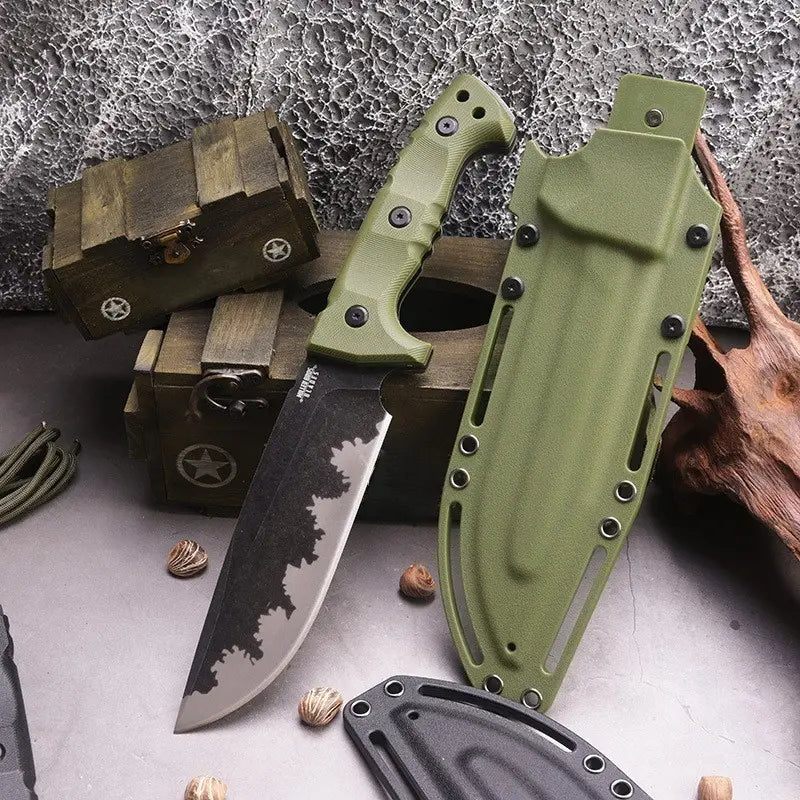 Steel Bushcraft Knife – DC53 Full Tang 6mm Spine Kydex Sheath Hunting Tactical Survival product image