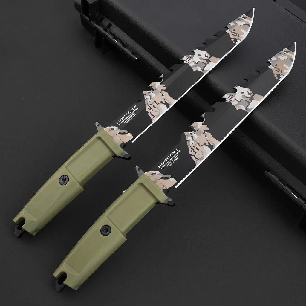 Steel Bushcraft Knife – Fixed Blade Tactical N690Co Tanto Tip Survival Spear Hunting detail image