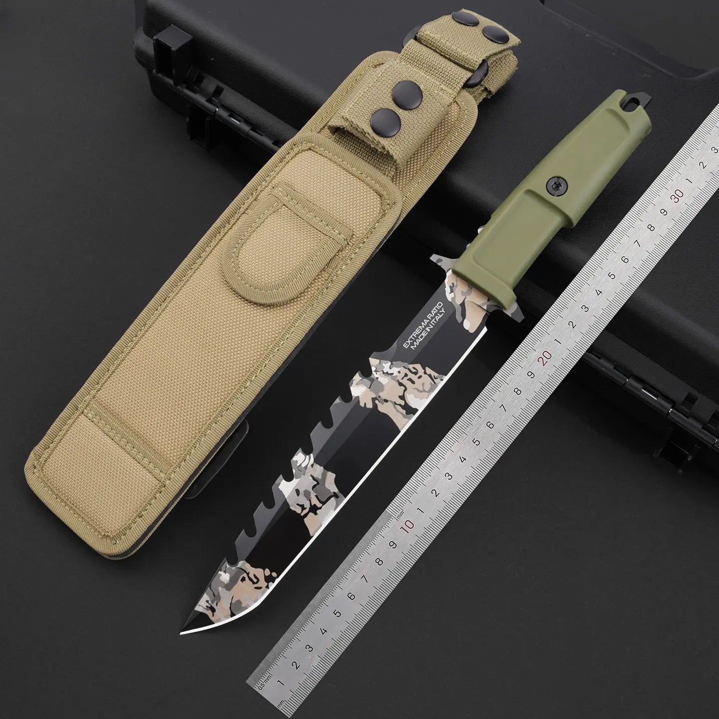 Steel Bushcraft Knife – Fixed Blade Tactical N690Co Tanto Tip Survival Spear Hunting detail image - detail view 8