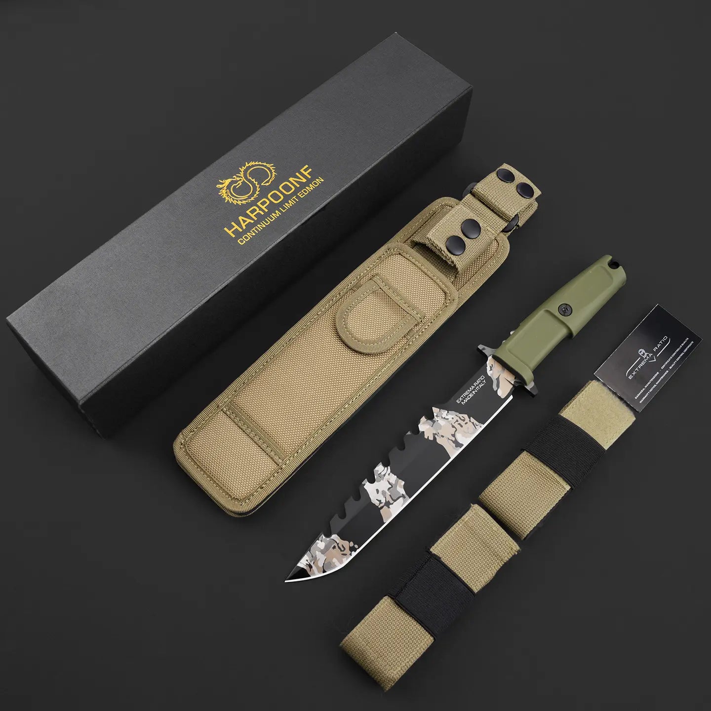 Steel Bushcraft Knife – Fixed Blade Tactical N690Co Tanto Tip Survival Spear Hunting detail image - detail view 9