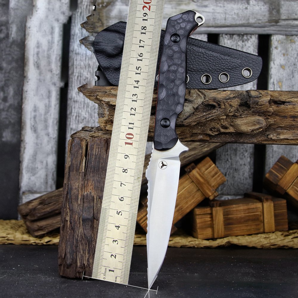 Steel Fixed Blade Knife – 14C28N G10 Handle Serrated Sheath Camping Survival Tactical EDC detail image - detail view 6