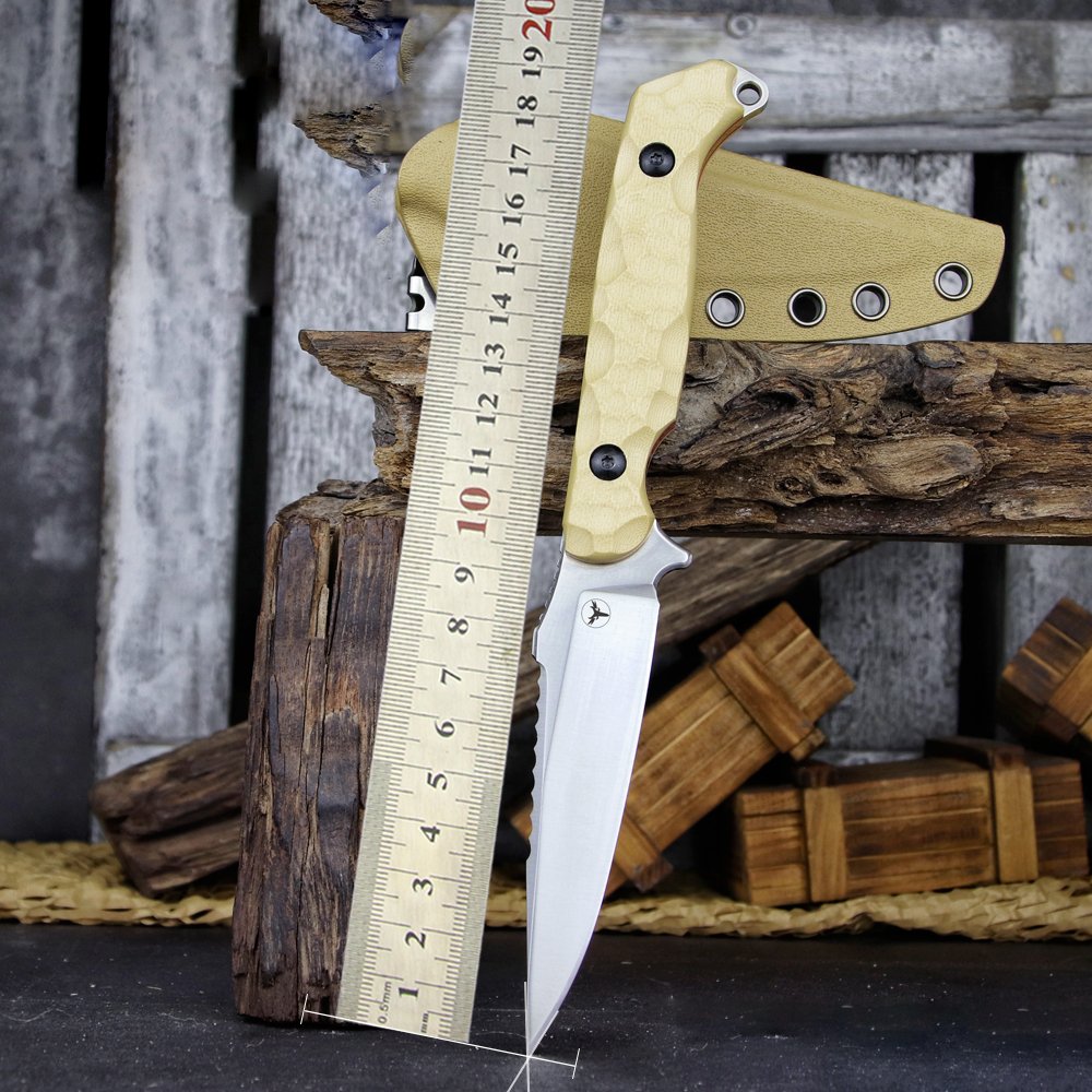 Steel Fixed Blade Knife – 14C28N G10 Handle Serrated Sheath Camping Survival Tactical EDC detail image - detail view 7