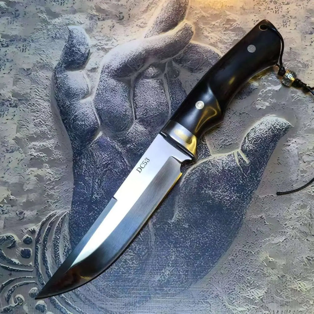 Steel Fixed Blade Knife – DC53 Tactical 61 HRC Ebony Handle Outdoor Survival detail image
