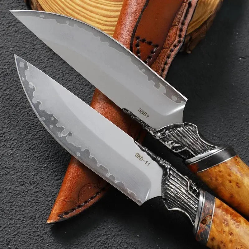 Steel Fixed Blade Knife – Handcrafted Survival SKD-11 Thuja Wood Handle Pirate Collector detail image