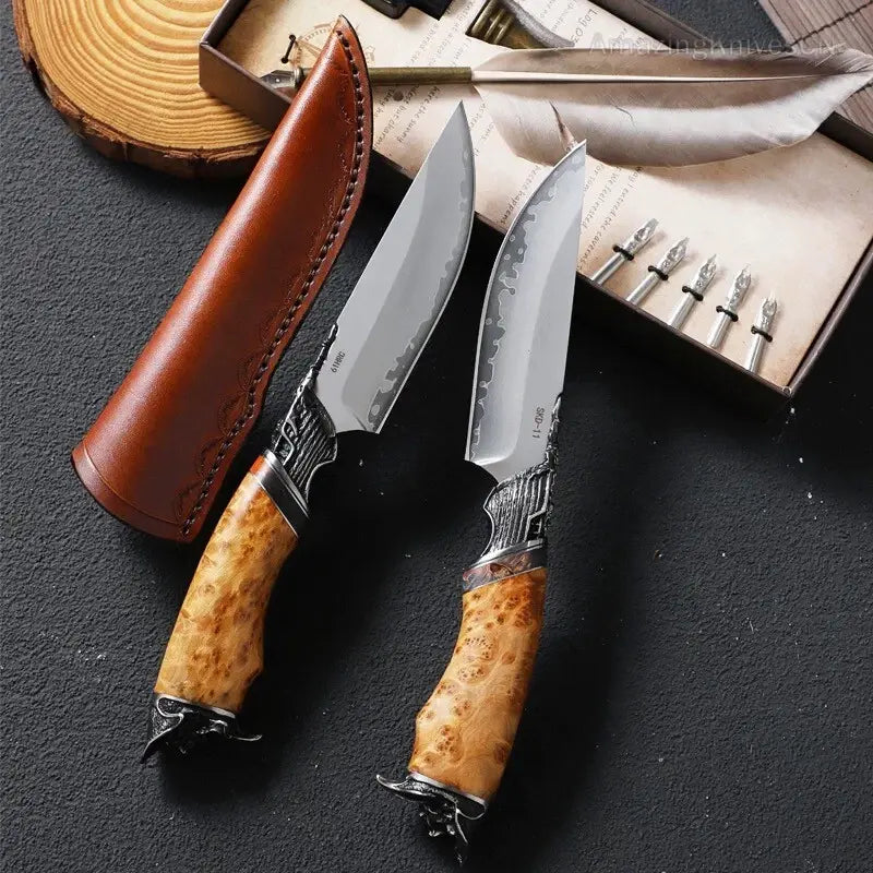 Steel Fixed Blade Knife – Handcrafted Survival SKD-11 Thuja Wood Handle Pirate Collector detail image - detail view 5