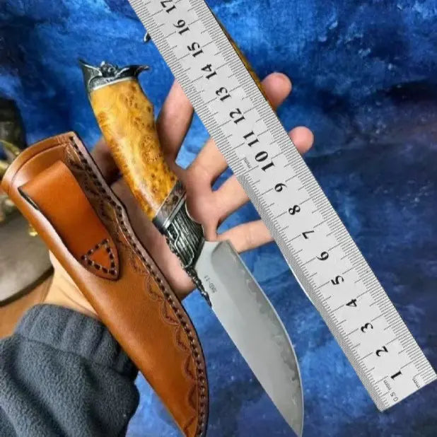 Steel Fixed Blade Knife – Handcrafted Survival SKD-11 Thuja Wood Handle Pirate Collector detail image - detail view 6