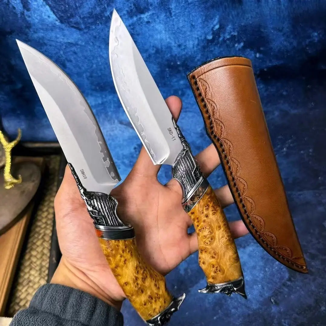 Steel Fixed Blade Knife – Handcrafted Survival SKD-11 Thuja Wood Handle Pirate Collector product image