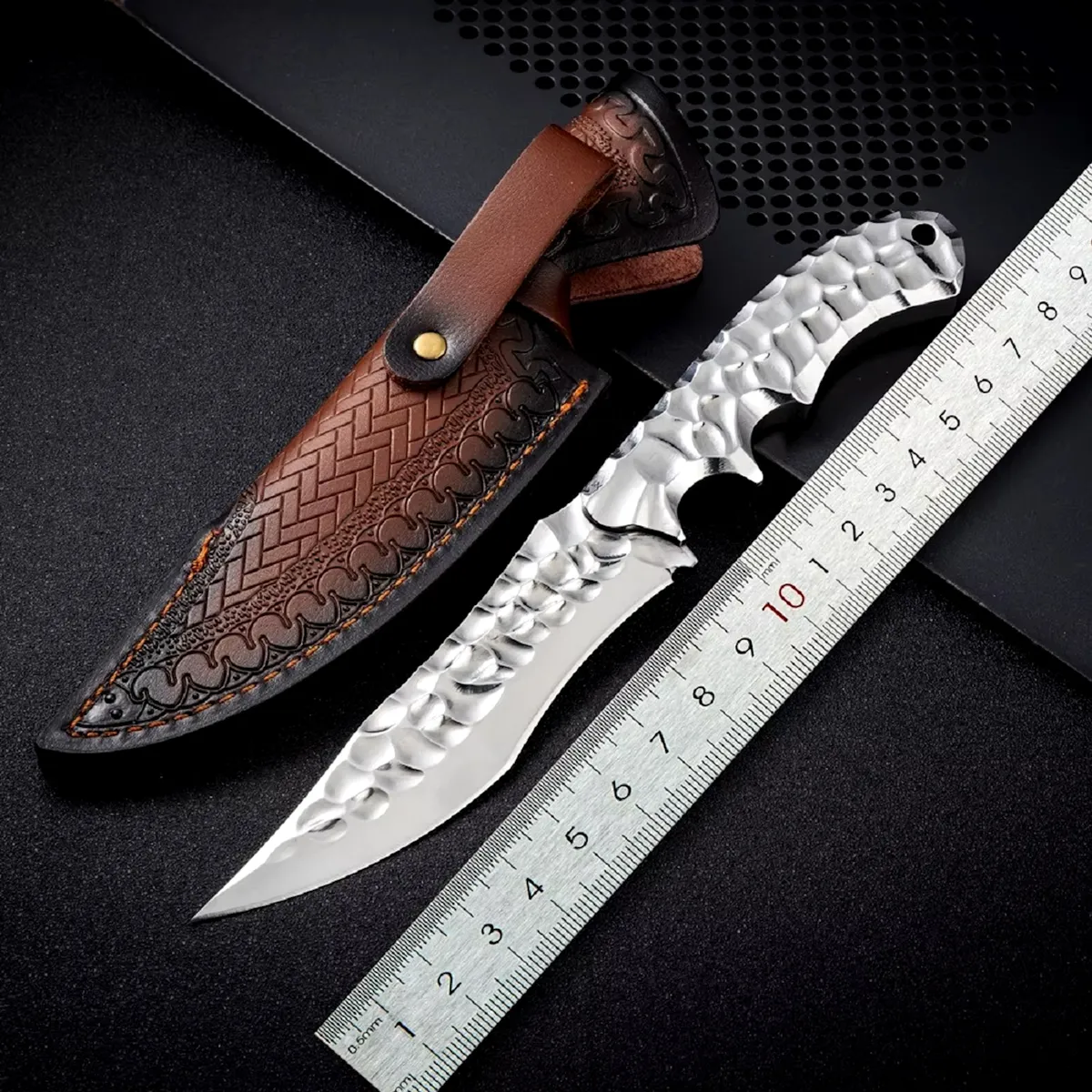 Steel Fixed Blade Knife – Hunting VG10 Leather Sheath Kydex Sheath Outdoor Collector detail image - detail view 7