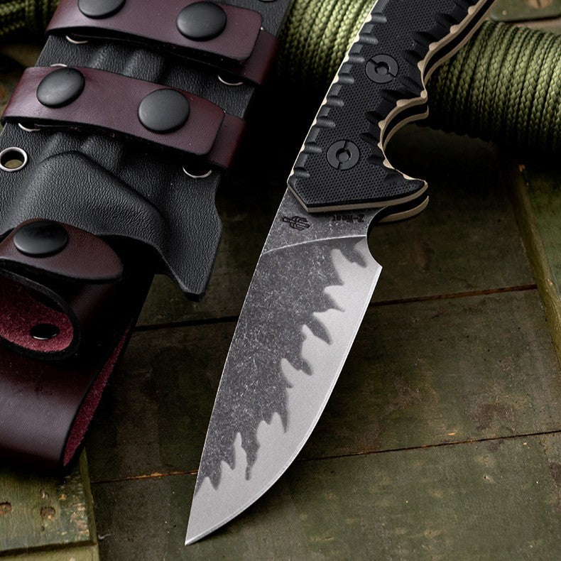 Steel Fixed Blade Knife – Tiger Edge A8 Tactical with Tiger-Pattern 60 HRC with G10 Handle product image