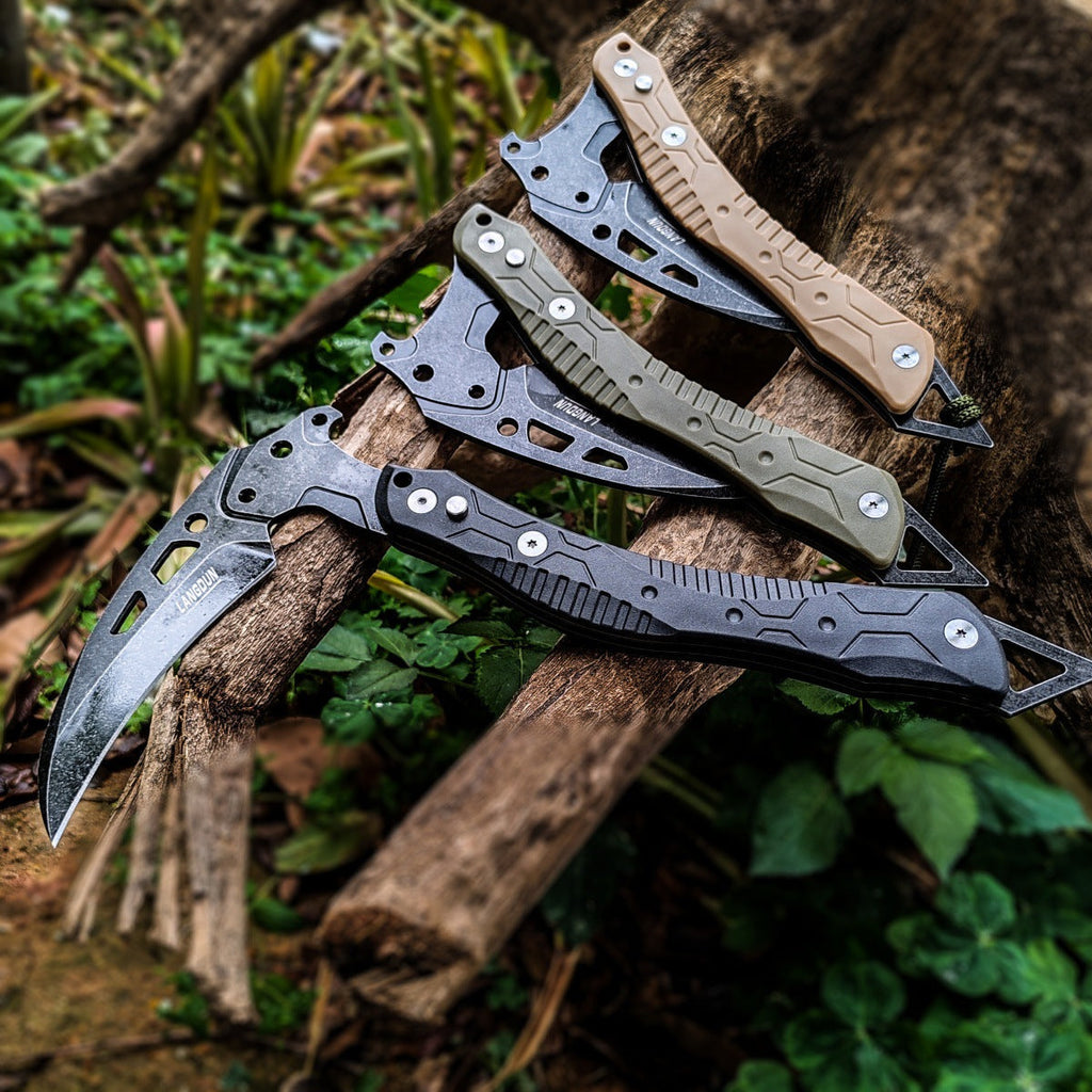 Steel Folding Knife – 3Cr13 Axe with Ice Axe Design Window Breaker EDC Tool detail image