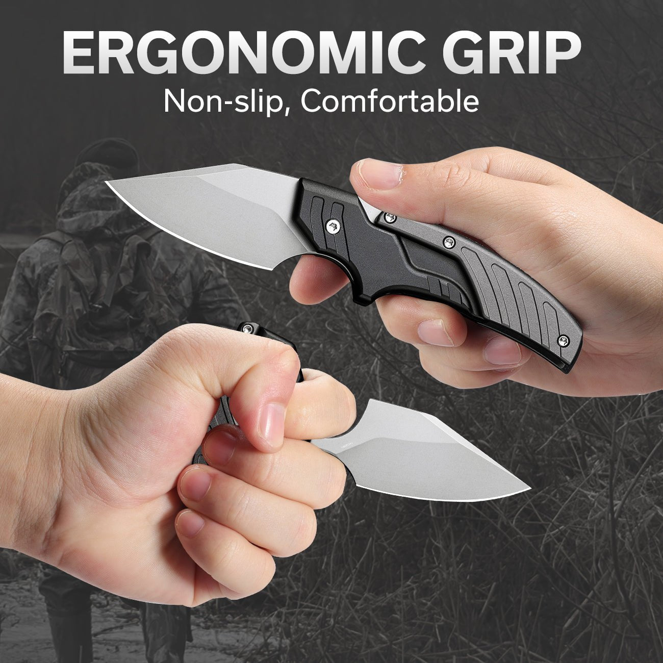 Steel Folding Knife – D2 2-in-1 Transformable Push Dagger EDC Tactical Self Defense detail image - detail view 4