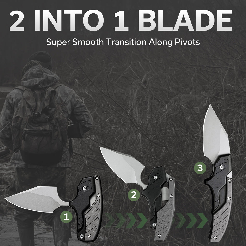 Steel Folding Knife – D2 2-in-1 Transformable Push Dagger EDC Tactical Self Defense detail image - detail view 5