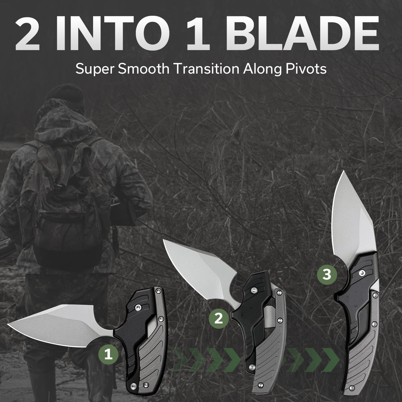 Steel Folding Knife – D2 2-in-1 Transformable Push Dagger EDC Tactical Self Defense detail image - detail view 5