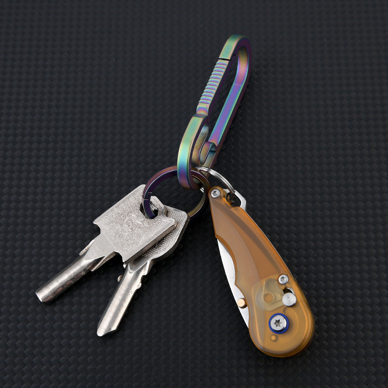 Steel Folding Knife – Keychain 7Cr PEI Handle Drop Point Amber EDC Mini Pocket detail image - detail view 8