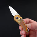 Steel Folding Knife – Keychain 7Cr PEI Handle Drop Point Amber EDC Mini Pocket product image
