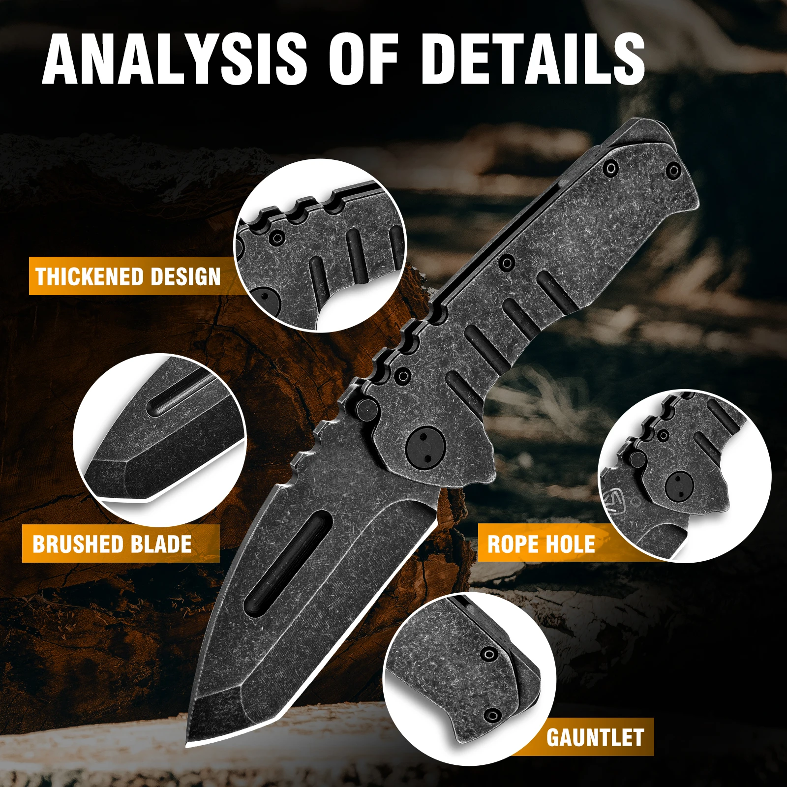 Steel Folding Knife – Machete D2 59-60 HRC Camping Machete Outdoor EDC Survival detail image - detail view 13