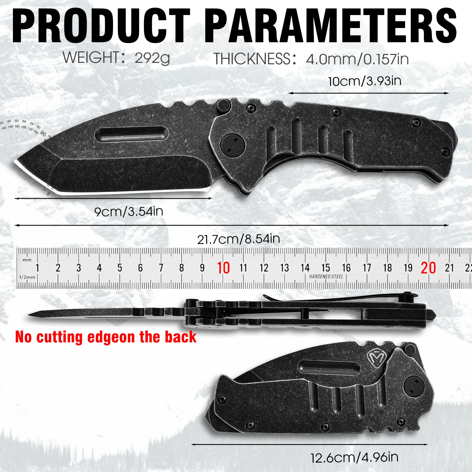 Steel Folding Knife – Machete D2 59-60 HRC Camping Machete Outdoor EDC Survival detail image - detail view 14