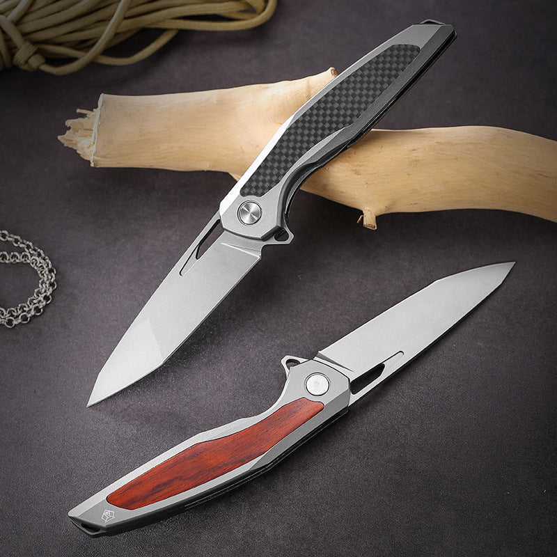 Steel Folding Knife – Razor-Edge Bear Claw D2 with Carbon Fiber & Rosewood Options detail image