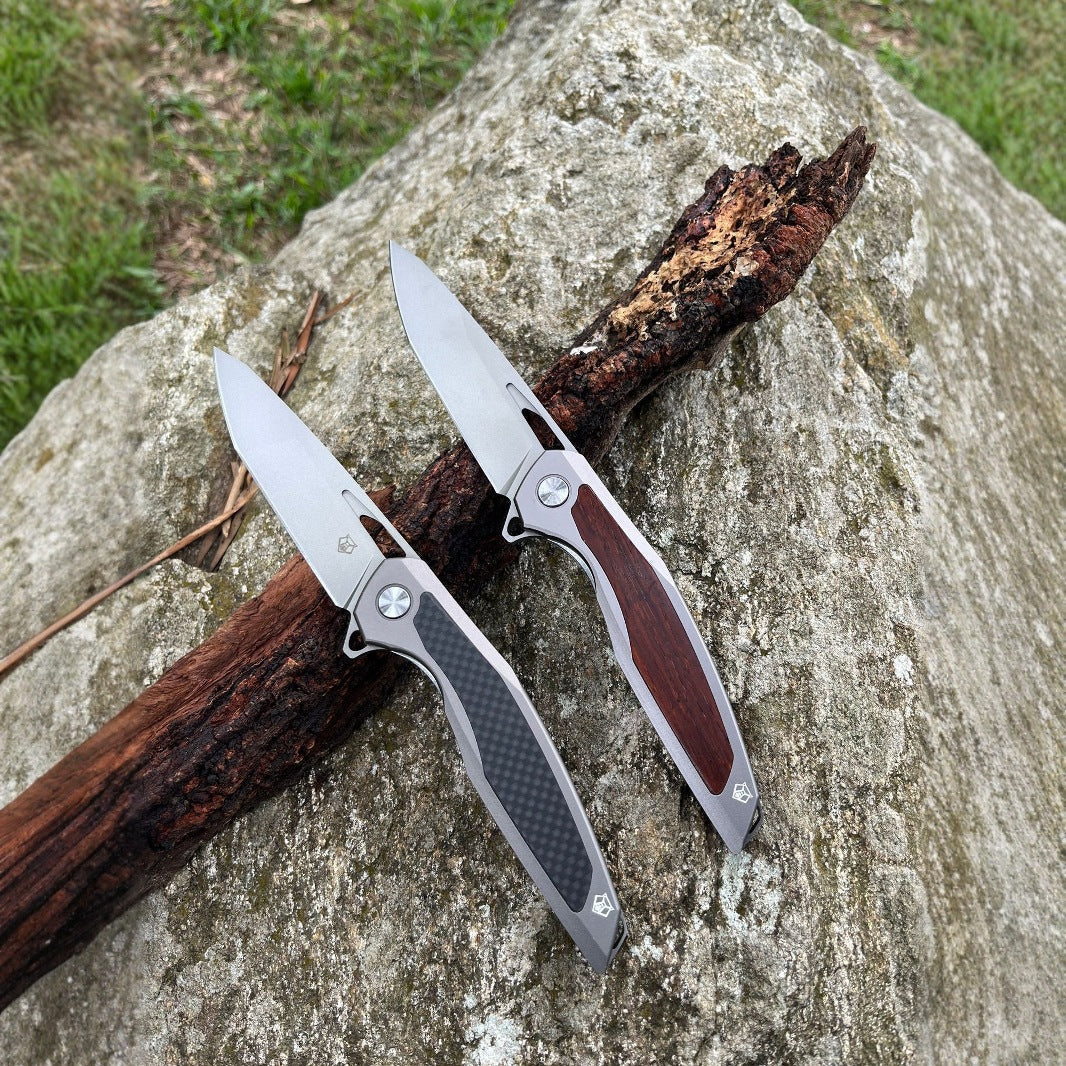 Steel Folding Knife – Razor-Edge Bear Claw D2 with Carbon Fiber & Rosewood Options detail image - detail view 7