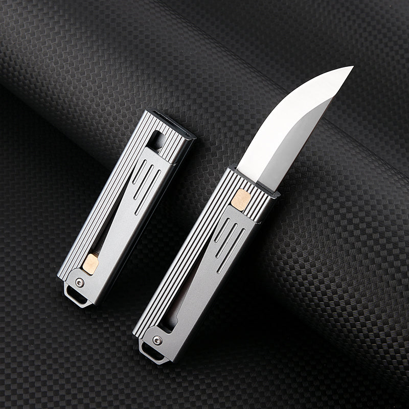 Steel Folding Knife – Tactical D2 Gravity Opening Aluminum Handle EDC Stress Relief detail image