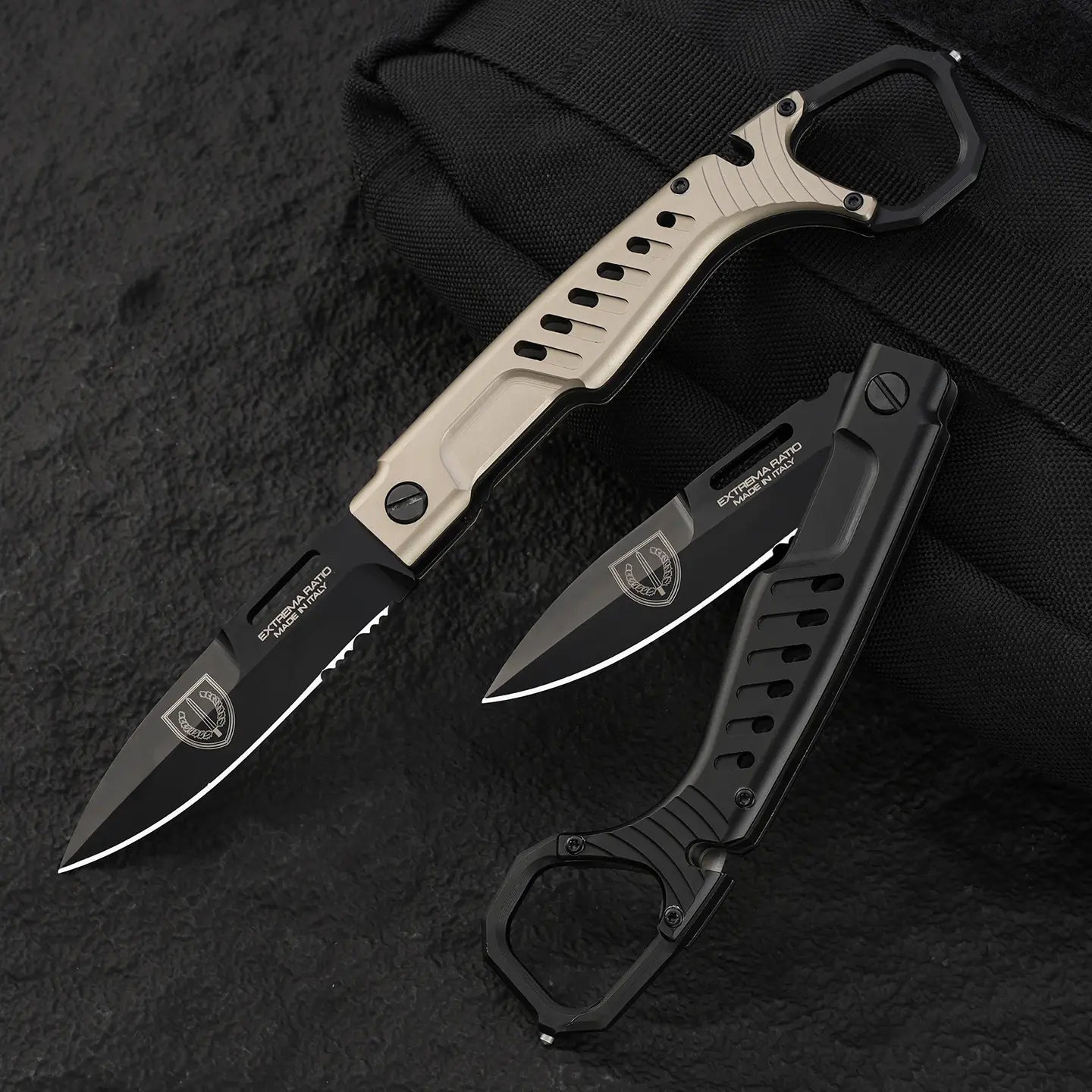 Steel Folding Knife – Tactical N690C Finger Ring Design Black Finish EDC First Responder detail image - detail view 7