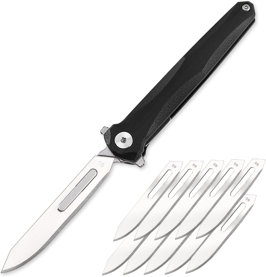 Steel Folding Knife – ViperFold Scalpel with Carbon Blade with G10 Handle + 10 Blades variant image - product view 8