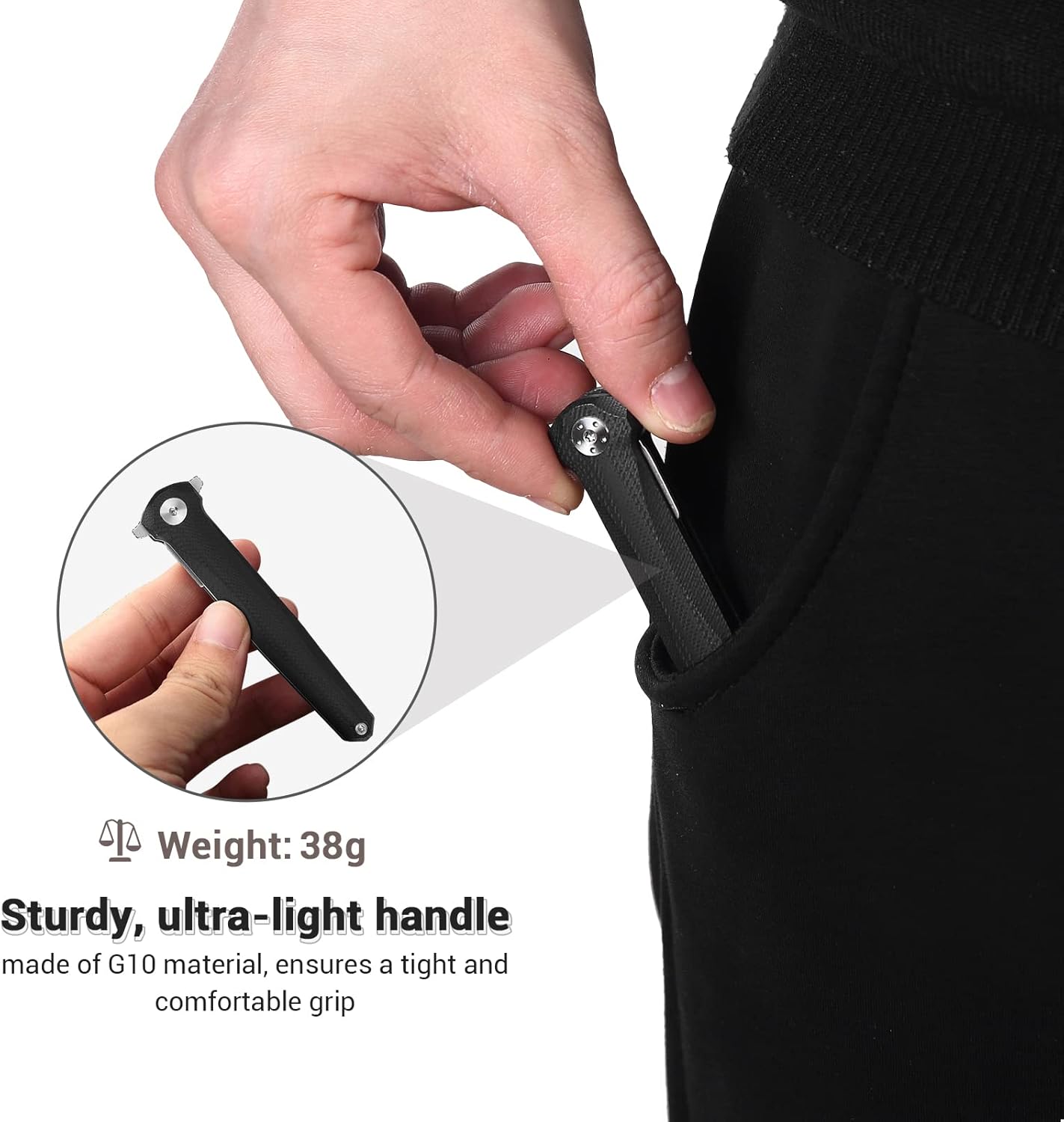 Steel Folding Knife – ViperFold Scalpel with Carbon Blade with G10 Handle + 10 Blades detail image - detail view 4
