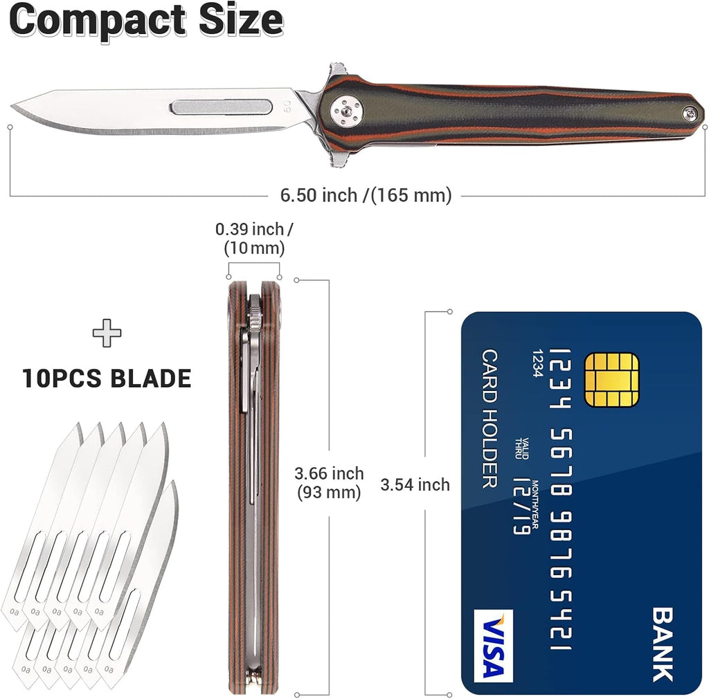 Steel Folding Knife – ViperFold Scalpel with Carbon Blade with G10 Handle + 10 Blades detail image - detail view 6
