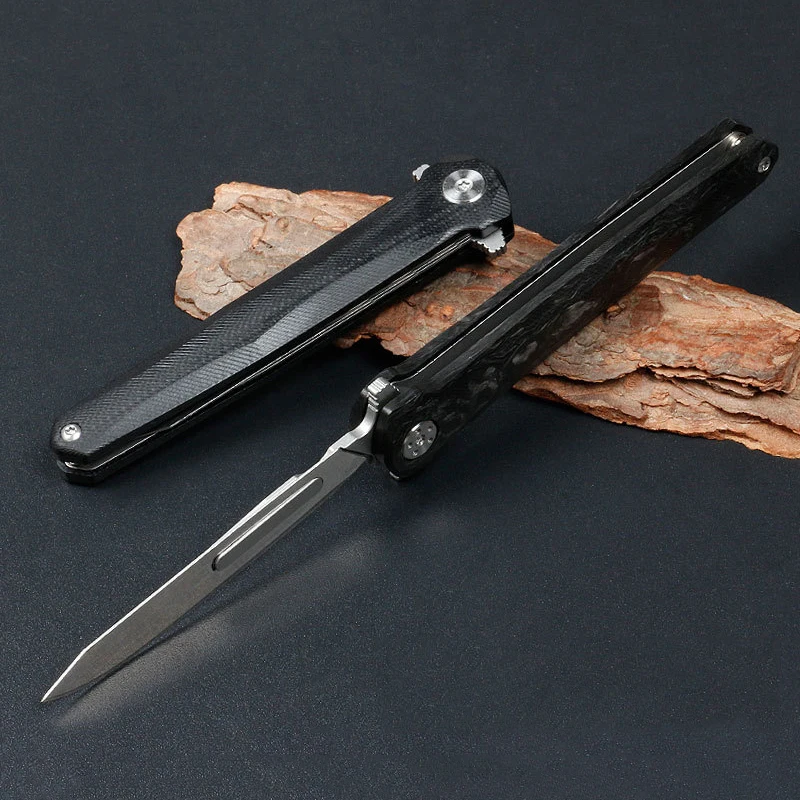 Steel Folding Knife – ViperFold Scalpel with Carbon Blade with G10 Handle + 10 Blades product image