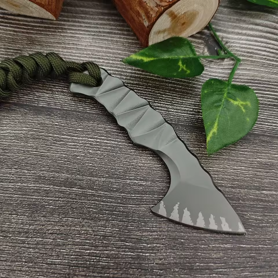 Steel Tactical Axe – Lil' Axion D2 Mini Knife with One-Piece Construction with Sheath EDC detail image