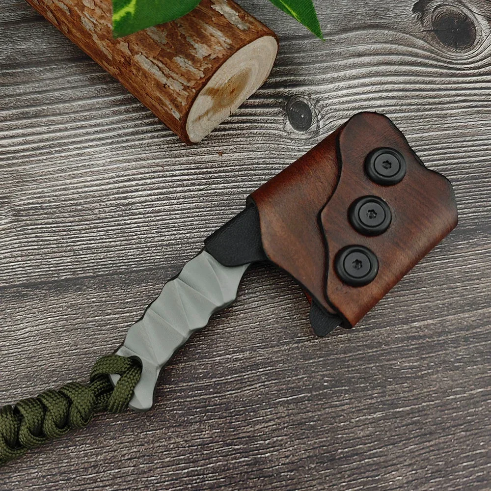 Steel Tactical Axe – Lil' Axion D2 Mini Knife with One-Piece Construction with Sheath EDC detail image - detail view 3