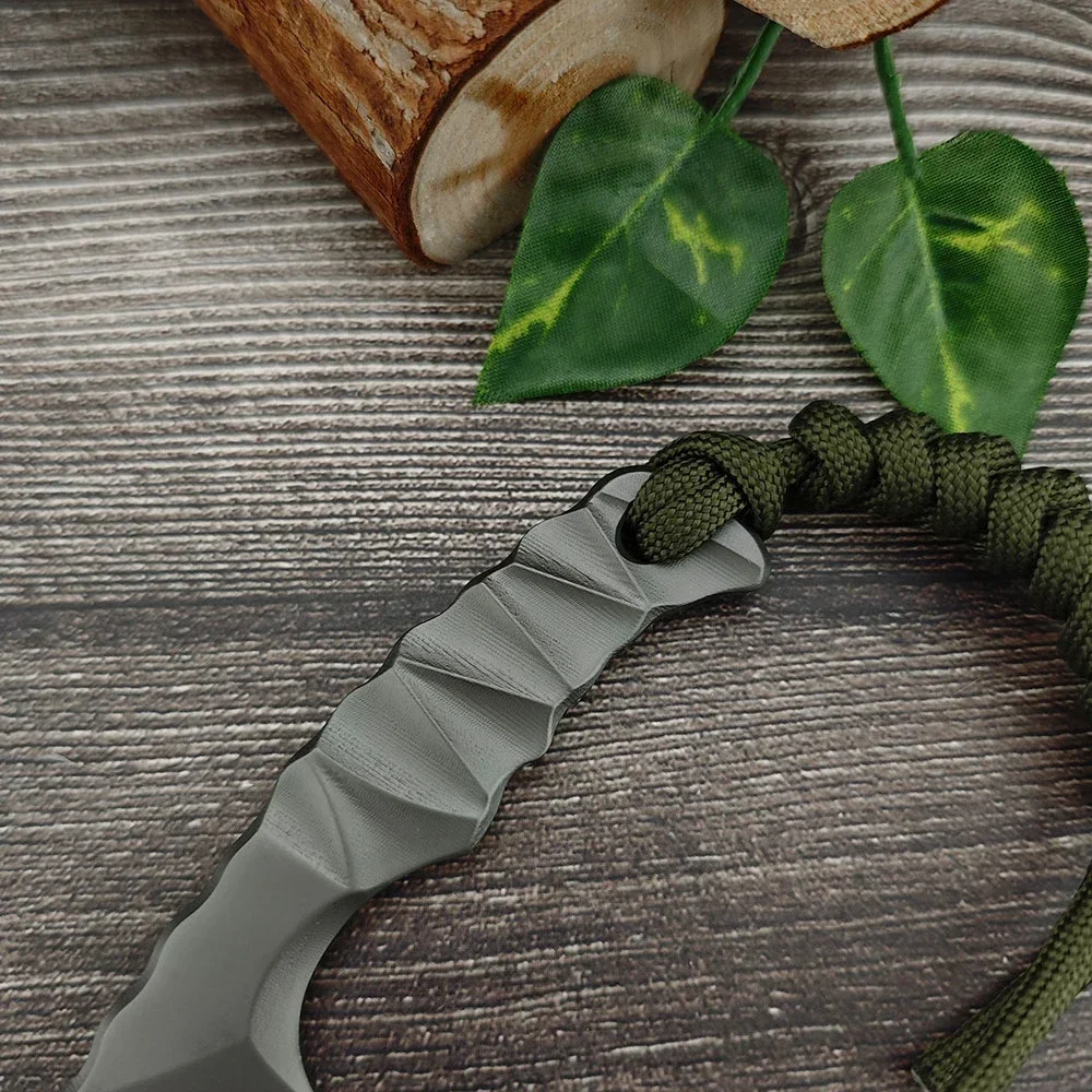 Steel Tactical Axe – Lil' Axion D2 Mini Knife with One-Piece Construction with Sheath EDC detail image - detail view 4