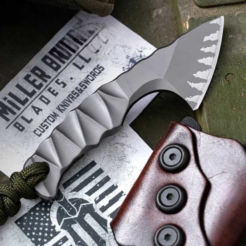 Steel Tactical Axe – Lil' Axion D2 Mini Knife with One-Piece Construction with Sheath EDC detail image - detail view 7
