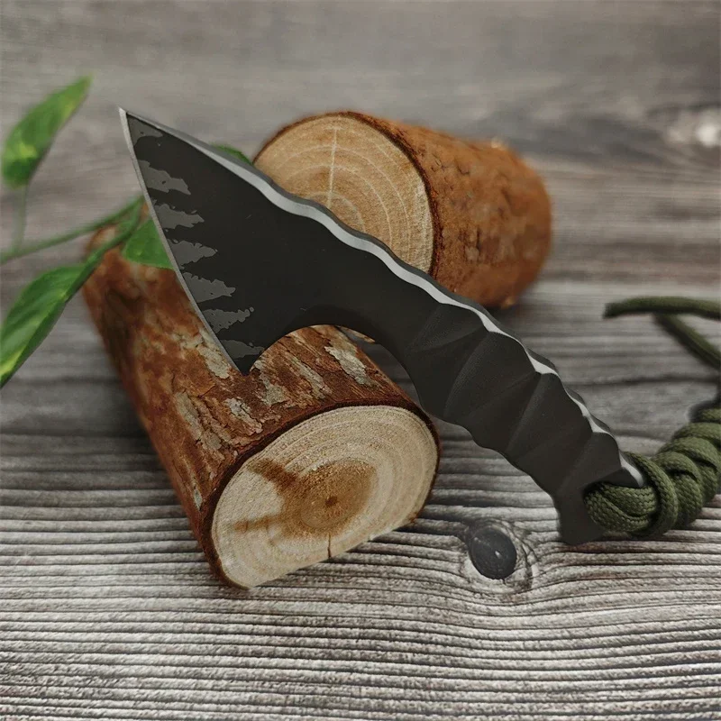 Steel Tactical Axe – Lil' Axion D2 Mini Knife with One-Piece Construction with Sheath EDC detail image - detail view 8