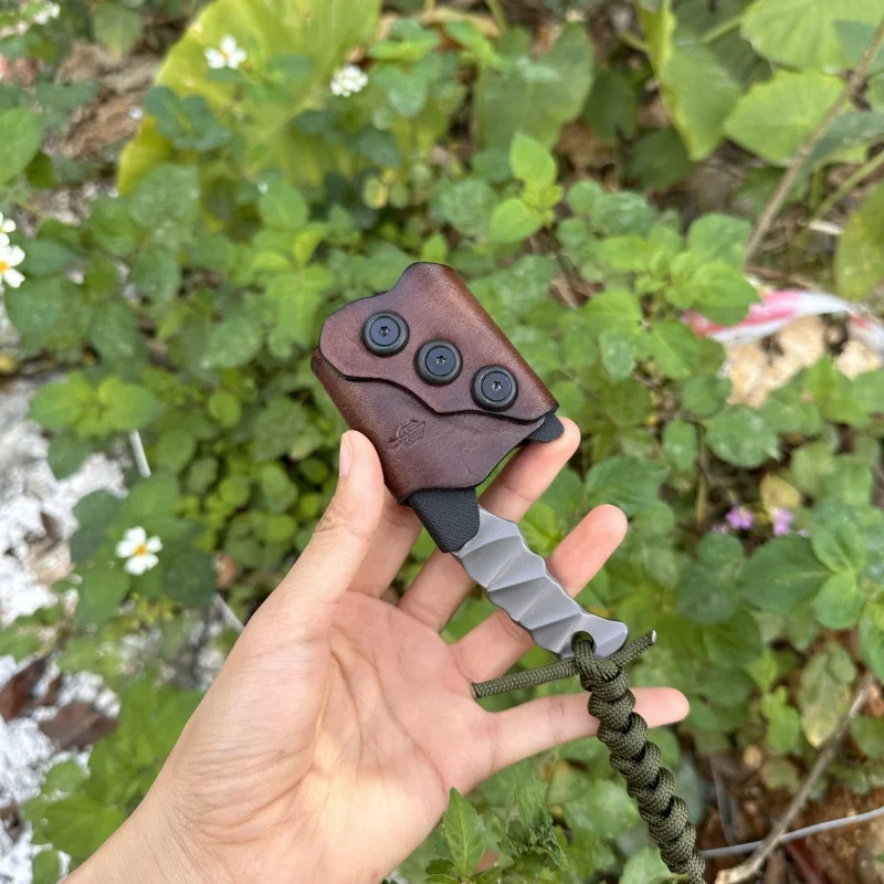 Steel Tactical Axe – Lil' Axion D2 Mini Knife with One-Piece Construction with Sheath EDC detail image - detail view 9