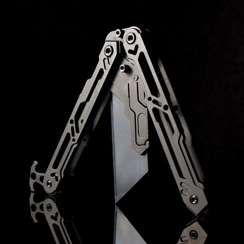 Titanium Balisong Trainer – Butterfly Knife Flipping EDC Training Utility detail image