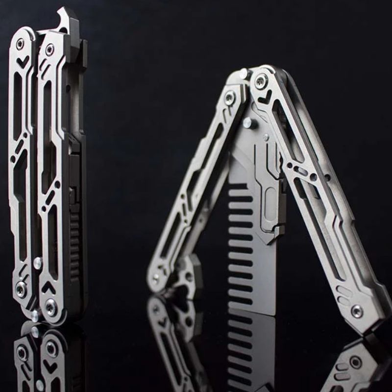 Titanium Balisong Trainer – Butterfly Knife Flipping EDC Training Utility detail image - detail view 3