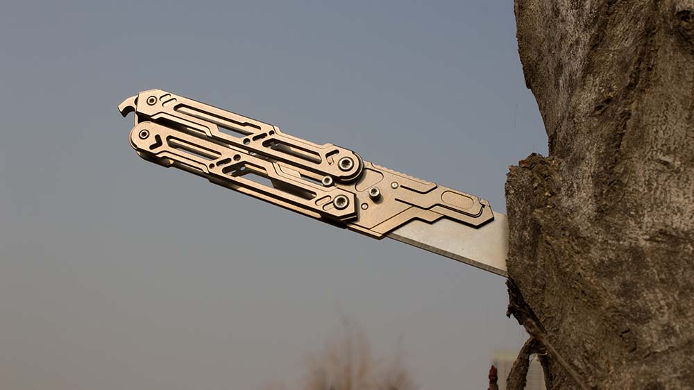 Titanium Balisong Trainer – Butterfly Knife Flipping EDC Training Utility detail image - detail view 7